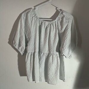 Old Navy White Flutter Sleeve Smocked Blouse